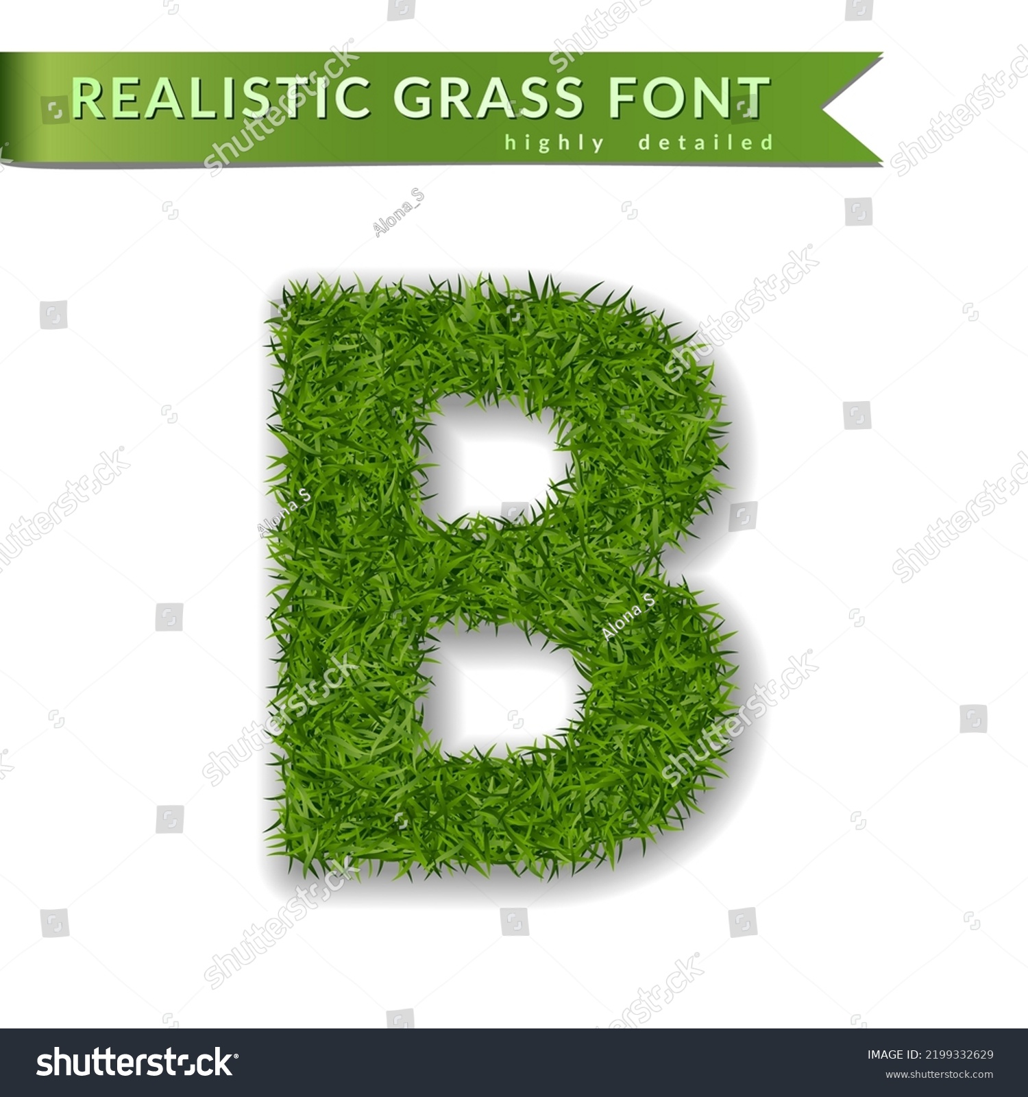 Grass Letter B, Alphabet 3D Design. Capital - Royalty Free Stock Vector ...