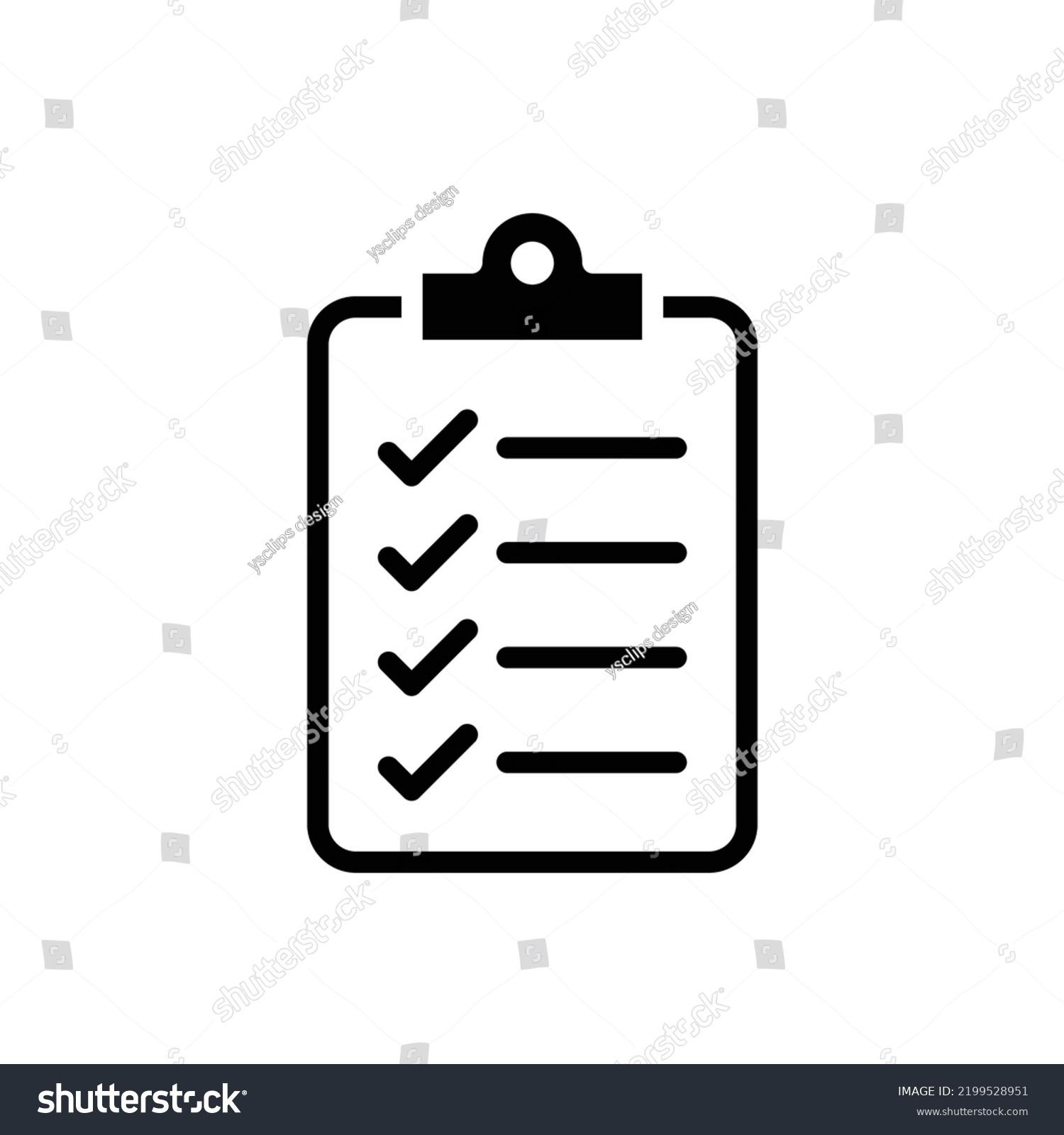 Clipboard checklist icon. Simple flat style. Document with checkmark, business agreement concept. Vector illustration isolated on white background. EPS 10. #2199528951