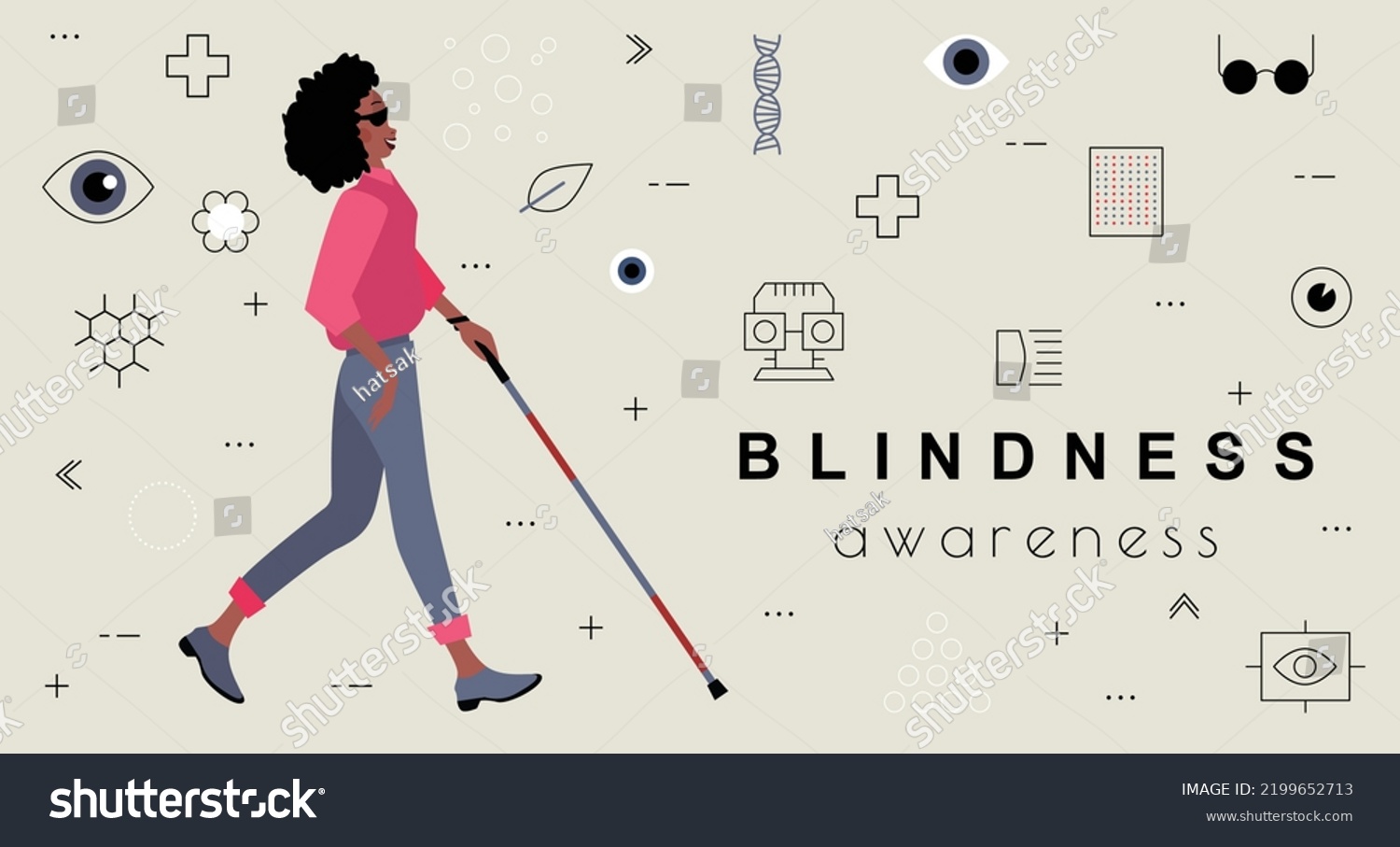 Blindness Awareness, Living Without Sight. - Royalty Free Stock Vector ...