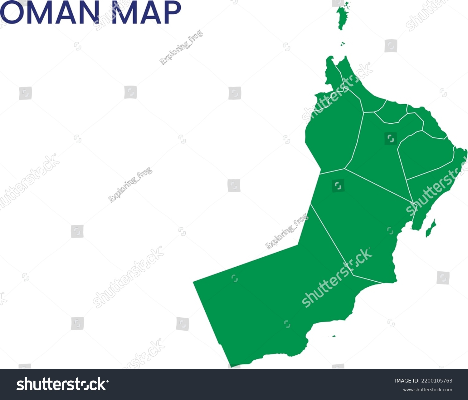 High Detailed Map Of Oman Outline Map Of Oman Royalty Free Stock Vector 2200105763 