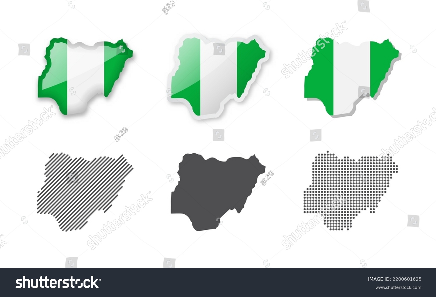 Nigeria - Maps Collection. Six maps of different - Royalty Free Stock ...