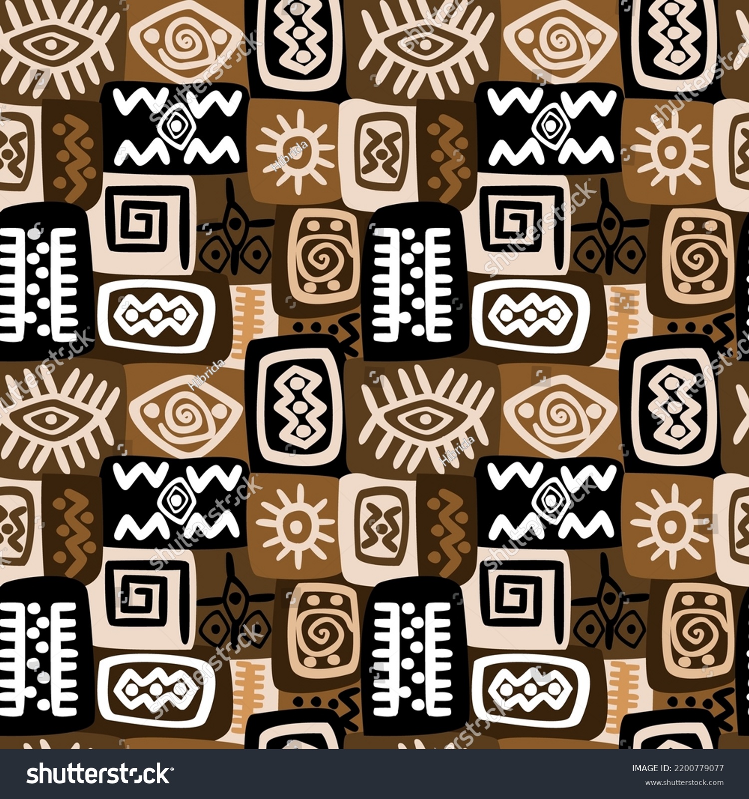 Ethnic motifs and symbols seamless pattern - Royalty Free Stock Vector ...