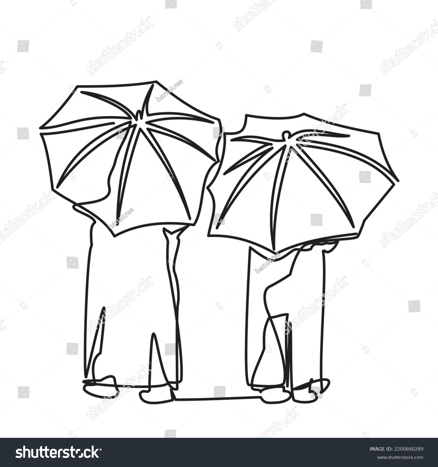 One Continuous Line Drawing Two Umbrellas From Royalty Free Stock Vector 2200840289 9487