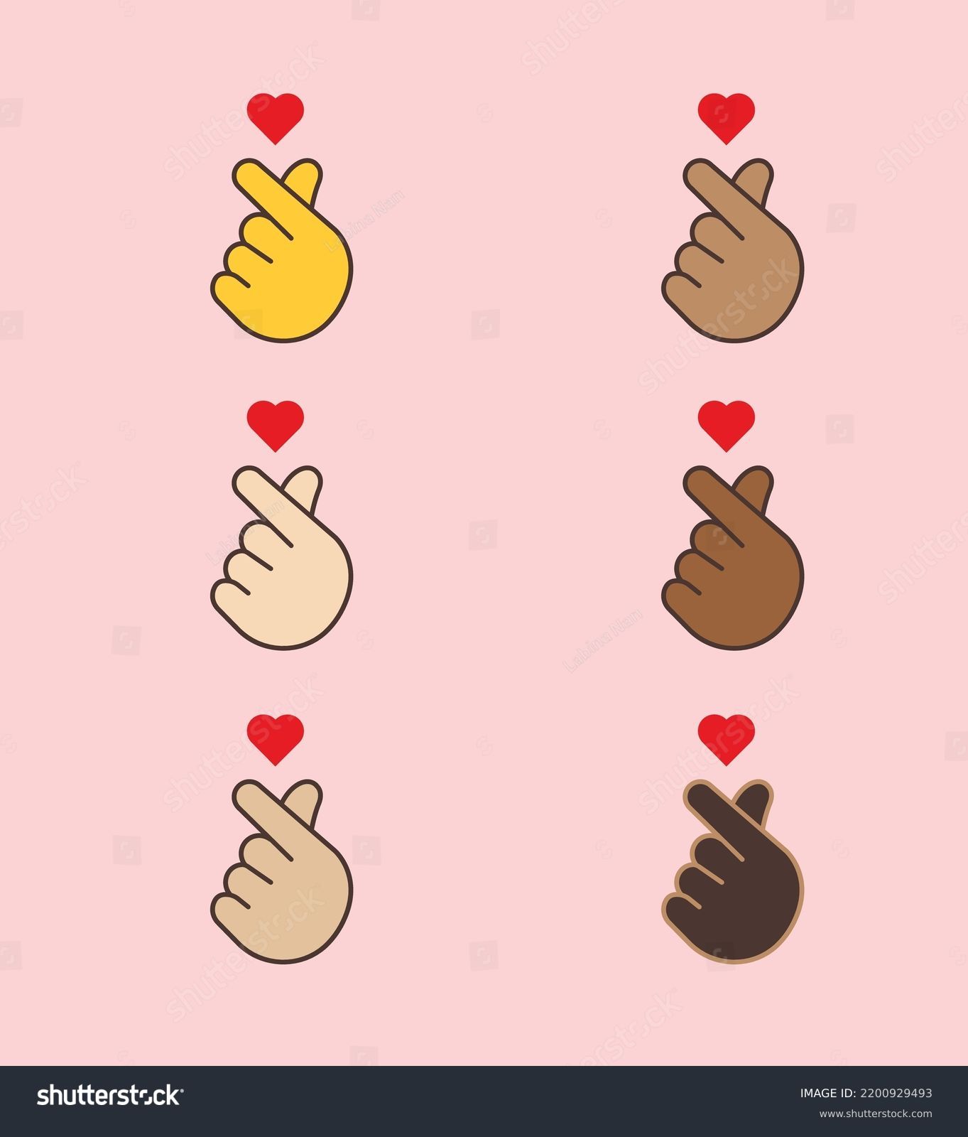 Finger Heart emojis in different skin tones - Royalty Free Stock Vector ...