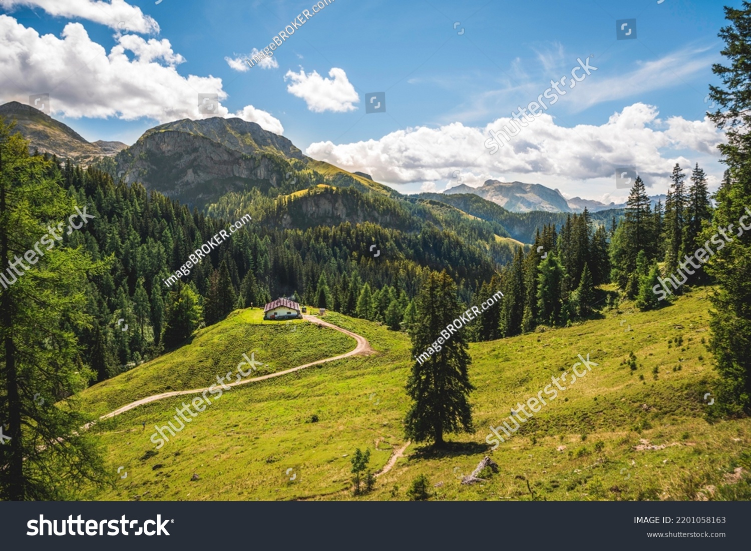 Alpine pasture, hut, Königsberg-Alm, hiking trail to the Jenner, Berchtesgaden National Park, Berchtesgadener Land, Upper Bavaria, Bavaria, Germany #2201058163