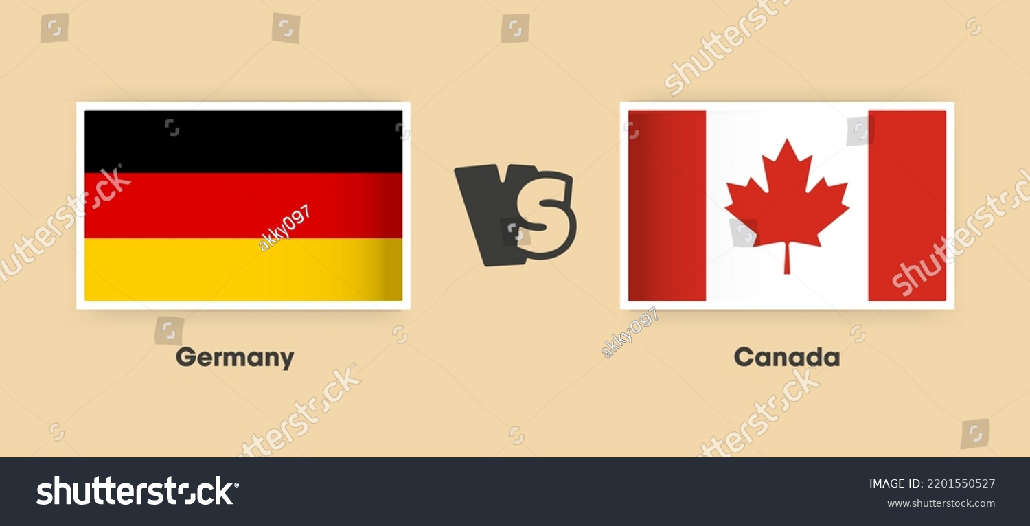 Germany vs Canada flags placed side by side. Royalty Free Stock