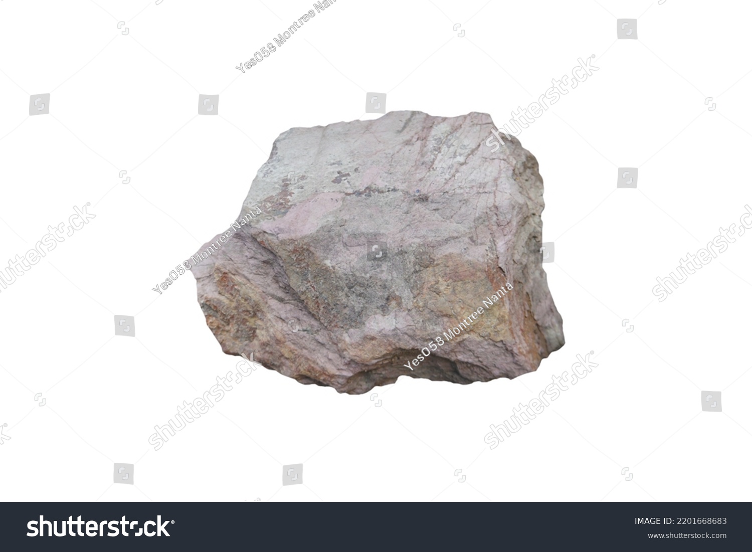 A sample natural raw of shale stone is isolated on white background. #2201668683