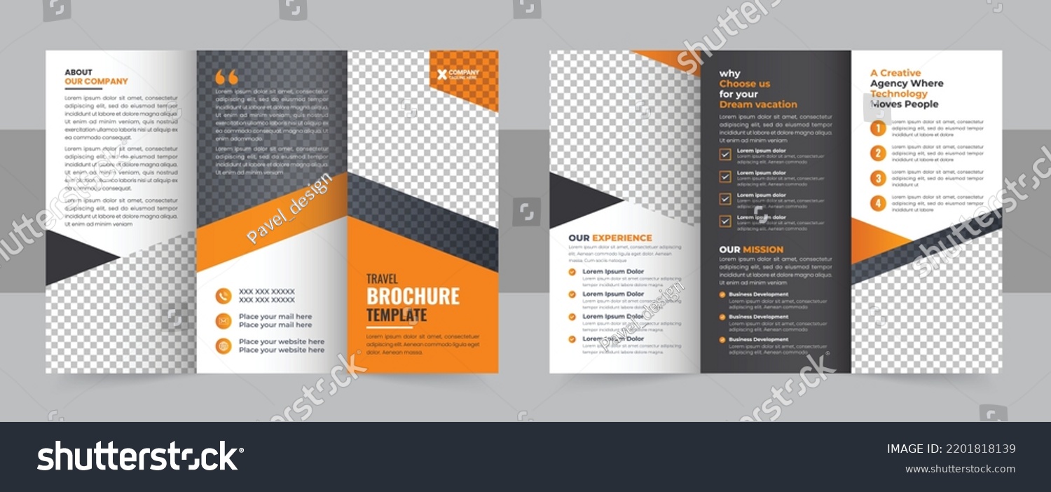 Trifold Travel Brochure Template, Creative And - Royalty Free Stock ...