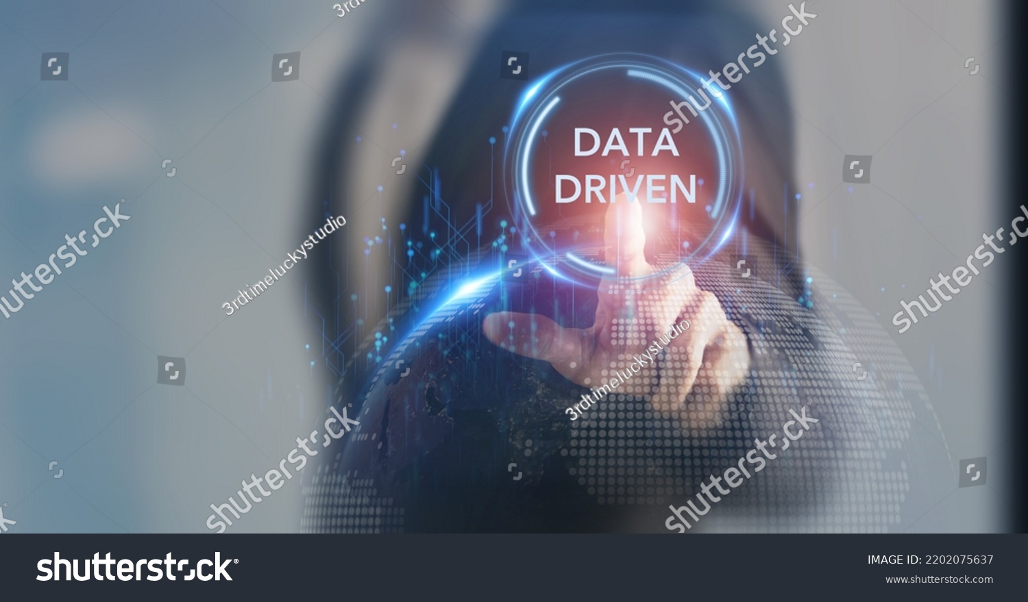 Data driven marketing concept. Collecting big data and analytics, personalized and contextual marketing. Digital marketing and technology, artificial intelligenace, machine learning, digital twin. #2202075637