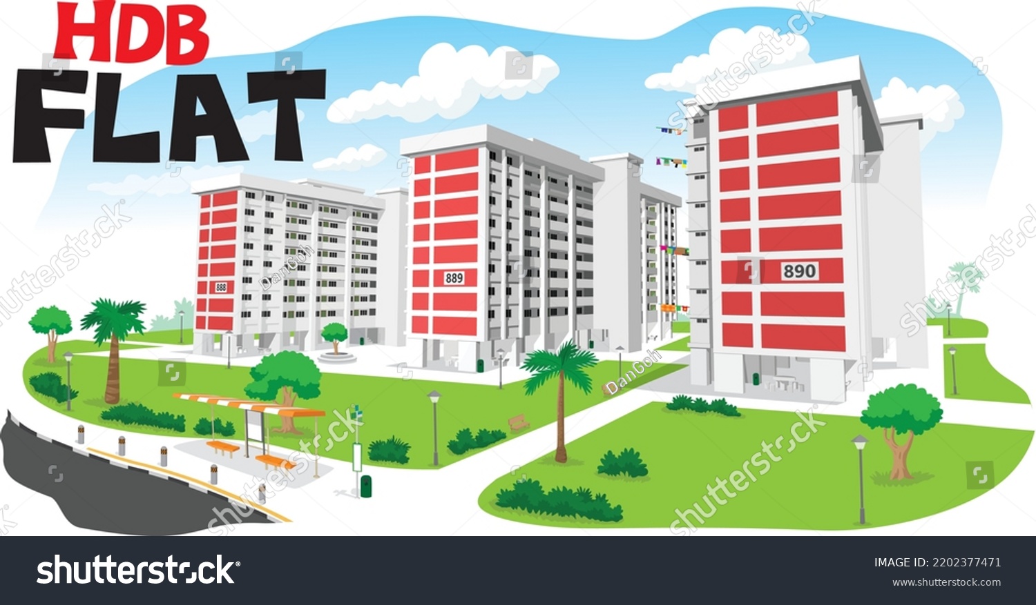 HDB Flats Are Public Housing In Singapore. As - Royalty Free Stock ...