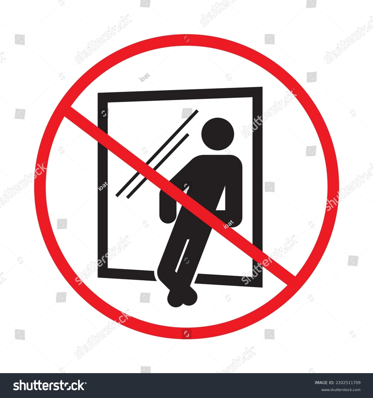 Do Not Lean On The Glass Warning Prevention Sign Royalty Free Stock Vector 2202511709