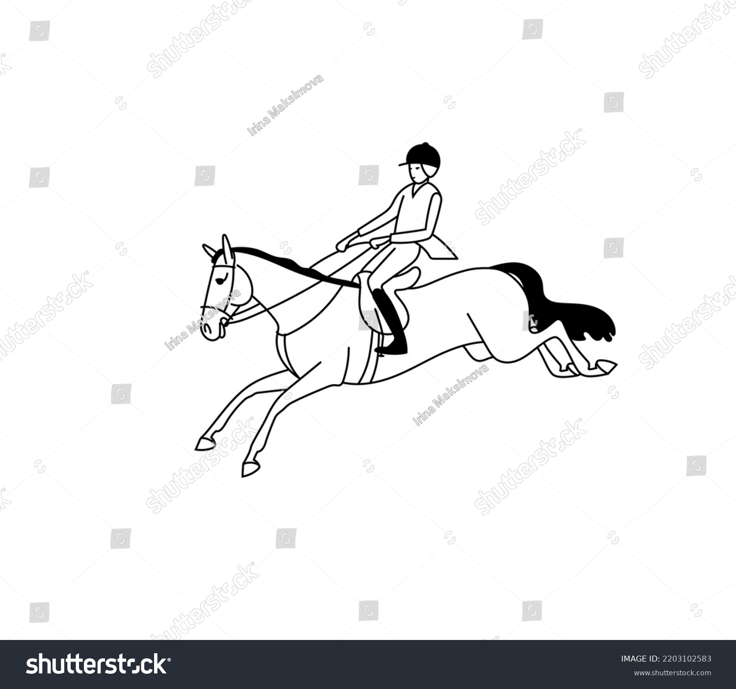 Hand drawing vector horseman rider, english - Royalty Free Stock Vector ...