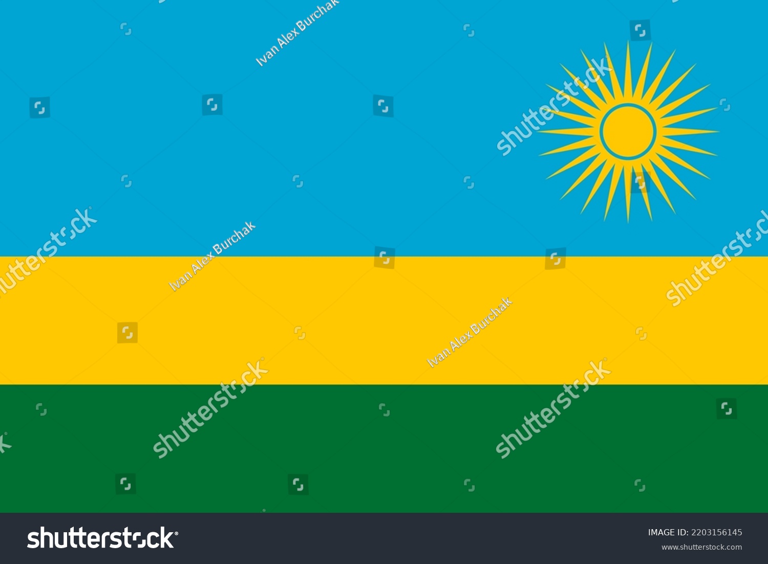 Rwanda Flag Rwandan National Banner And Royalty Free Stock Vector 2203156145
