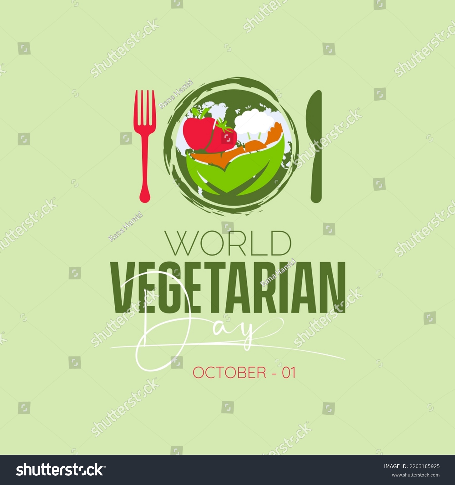 Vector illustration design concept of World Vegetarian Day observed on every 1st October #2203185925