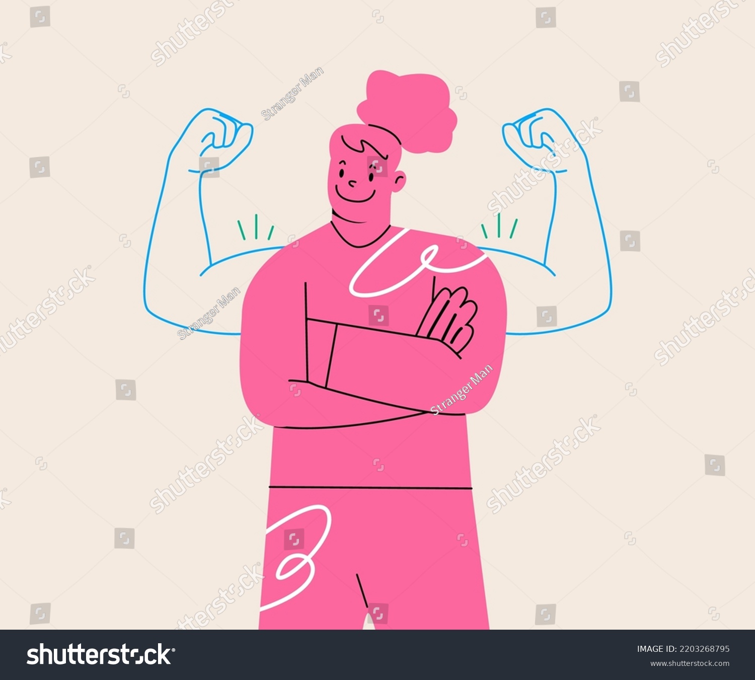 Woman power, woman self confidence, high esteem concept. Colorful vector illustration
 #2203268795