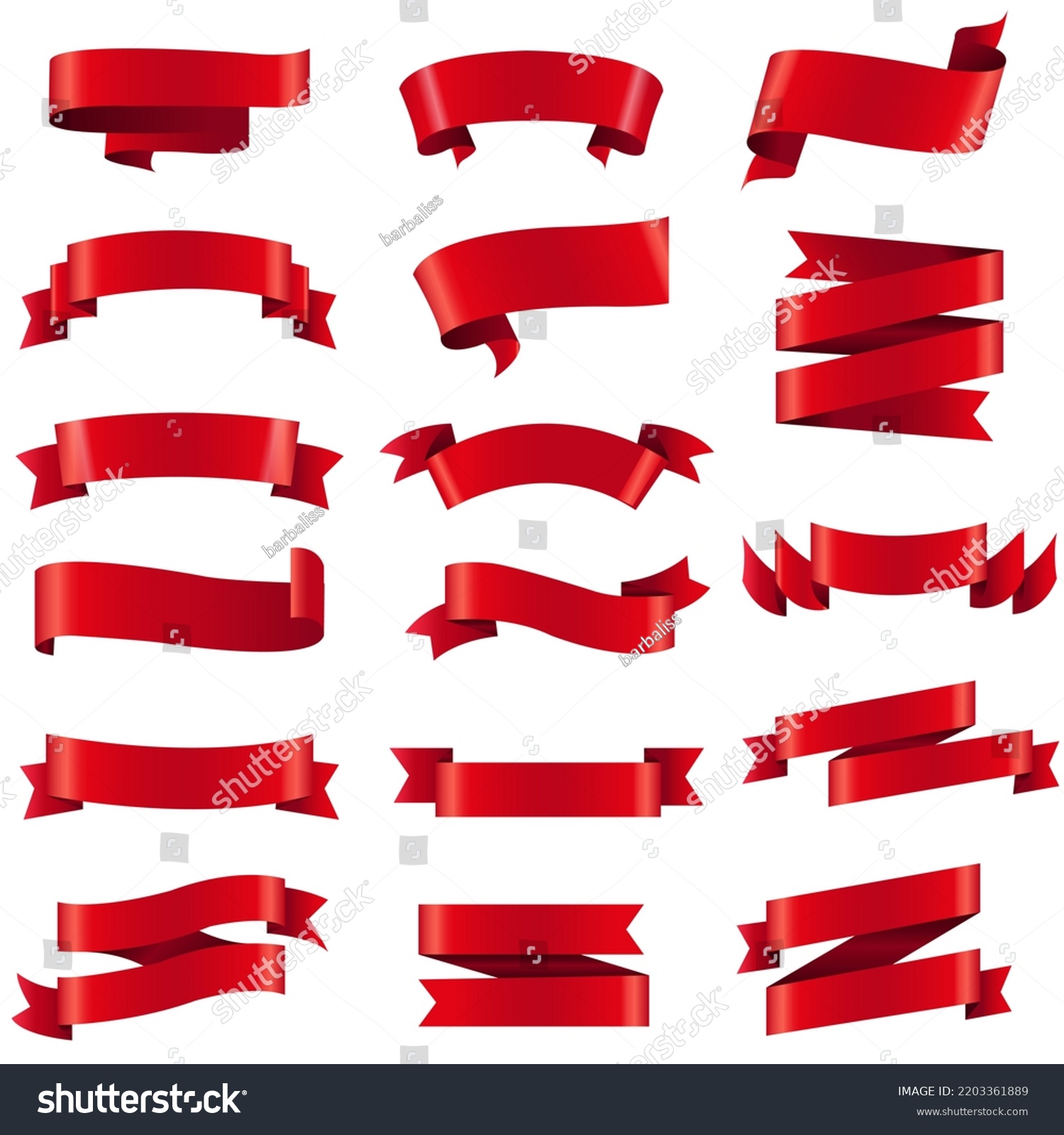 Red Silk Ribbons And White Background With Gradient Mesh, Vector Illustration #2203361889
