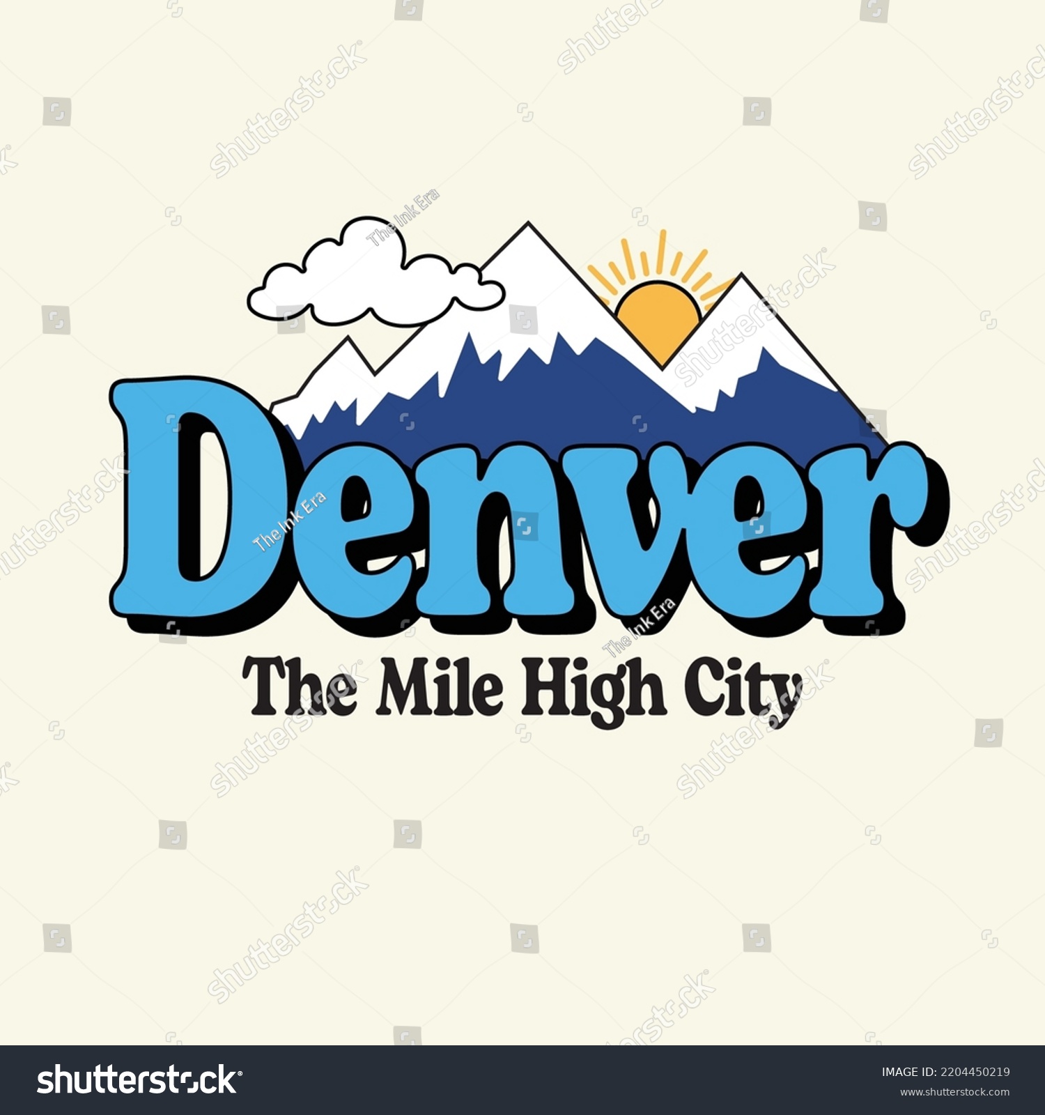 Denver Vector Retro Illustration Text with Icon - Royalty Free Stock ...