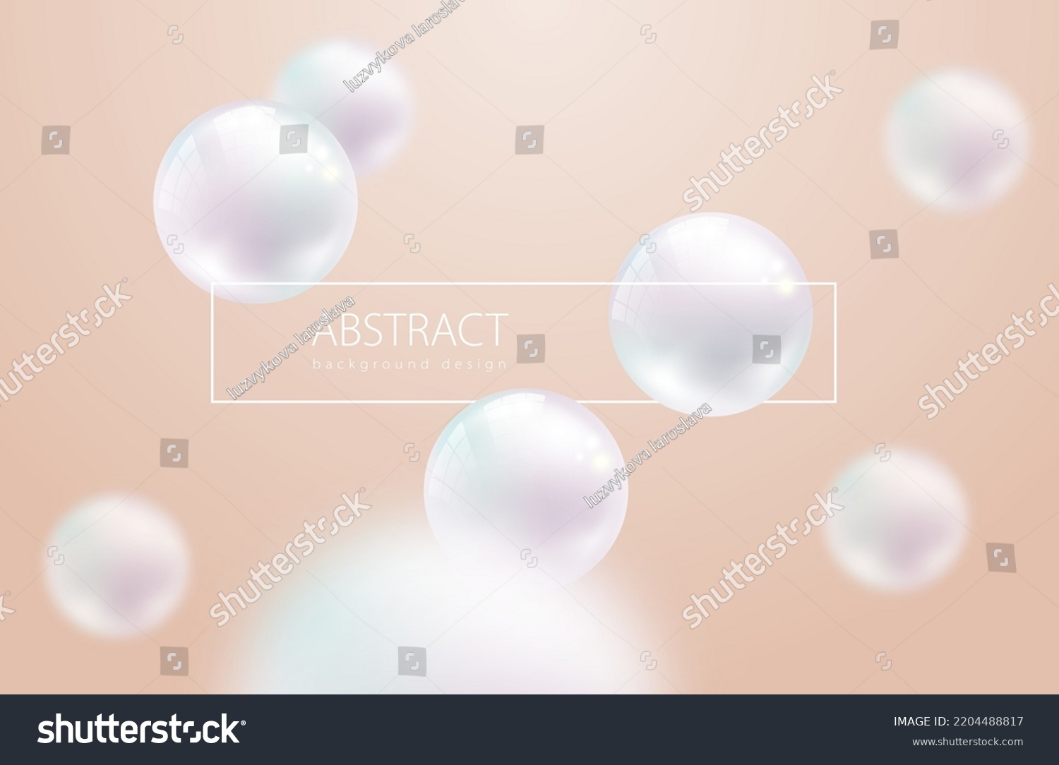 Flying white natural pearl sphere with highlight reflection and blur effect on pastel pink background. Luxury jewelry beautiful pearl. Vector abstract delicate background for beauty advertisement #2204488817