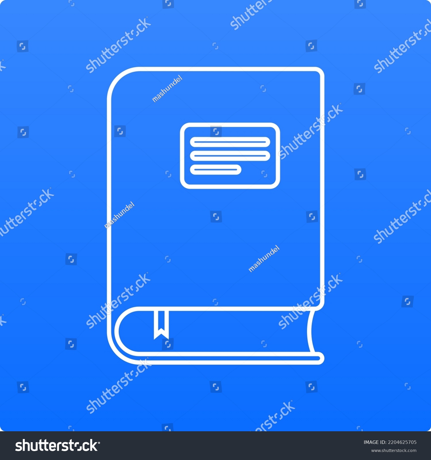Book icon, vector illustration. Education and knowledge on the blue background. Line style. Reading at school. Literature, Encyclopedia, notebook. #2204625705