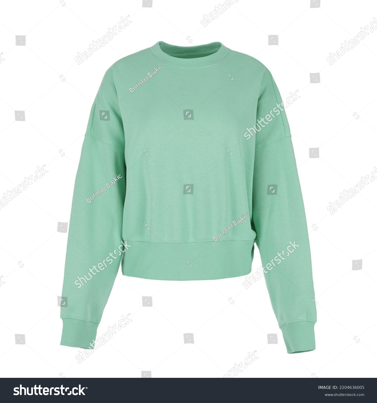 Women's green sweatshirt with long sleeves #2204636005