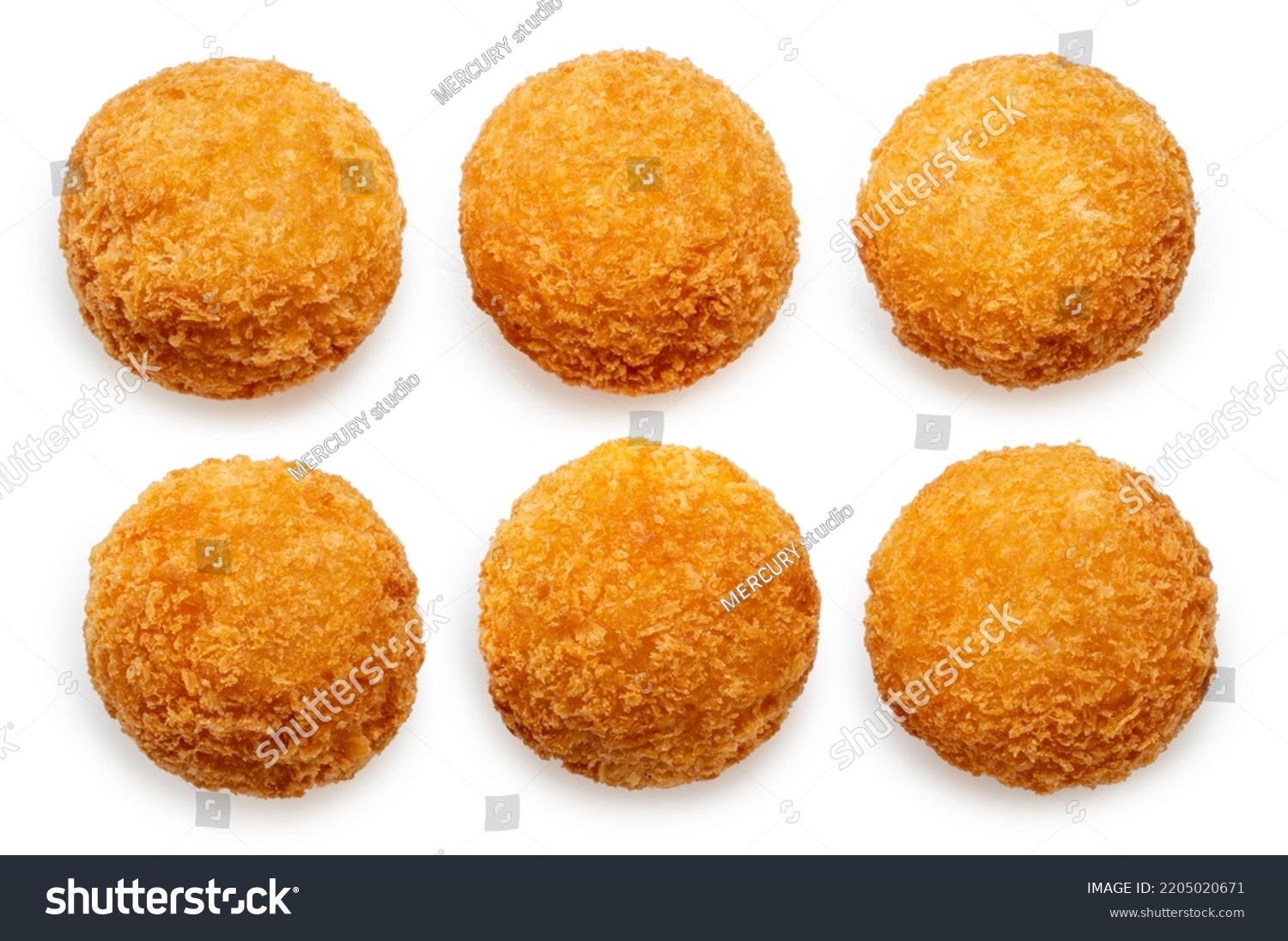 Delicious crispy Cheese ball isolated on white background, Cheese ball or cheesy puffs on white With clipping path. #2205020671