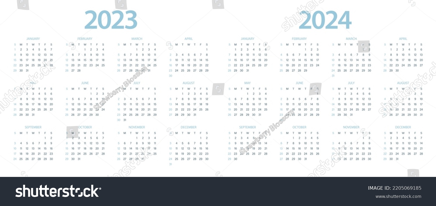 Calendar 2023, calendar 2024 week start Sunday - Royalty Free Stock ...