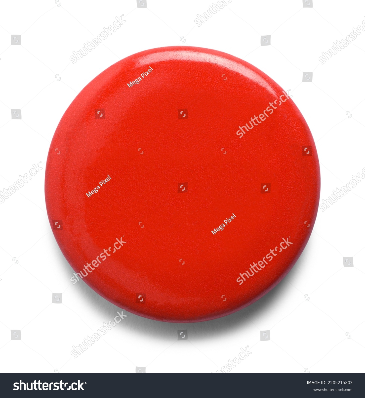 Round Red Pin Button Cut Out on White. #2205215803