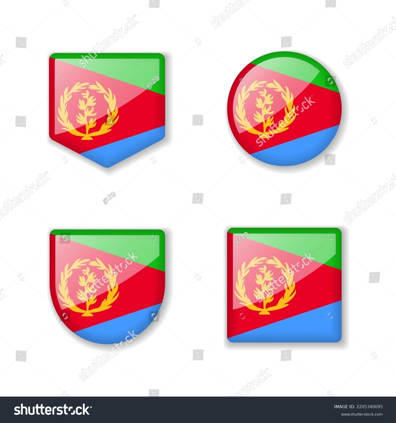 Flags Of Eritrea Glossy Collection Set Of Royalty Free Stock Vector 2205340695 