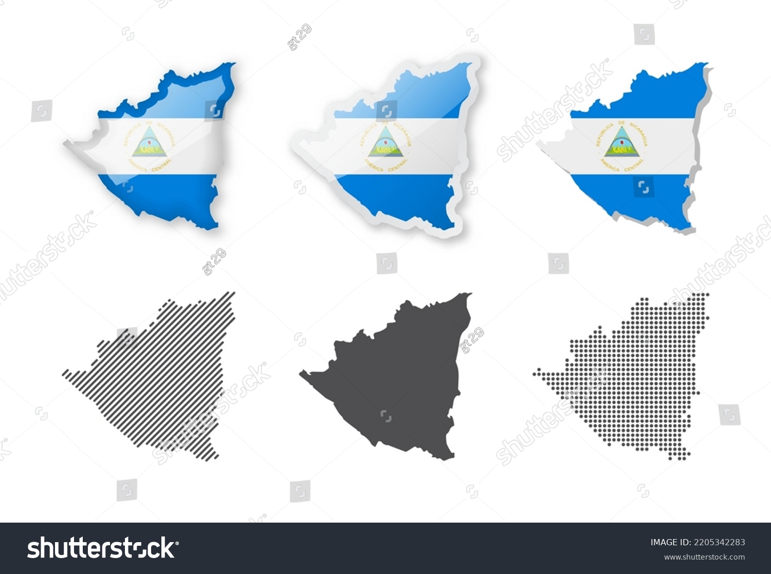 Nicaragua Maps Collection Six Maps Of Royalty Free Stock Vector   Avopix 2205342283 