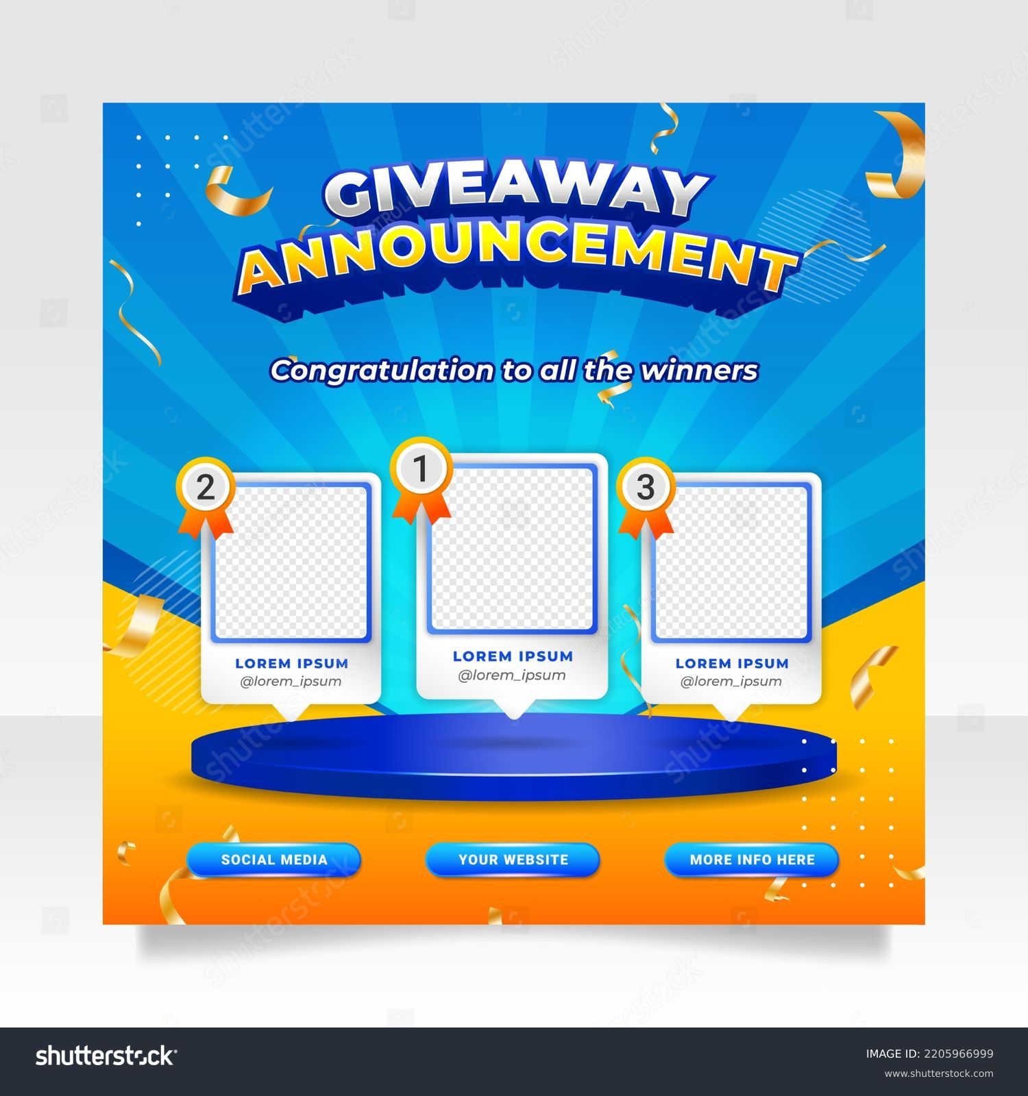Giveaway winner announcement social media post banner template. #2205966999