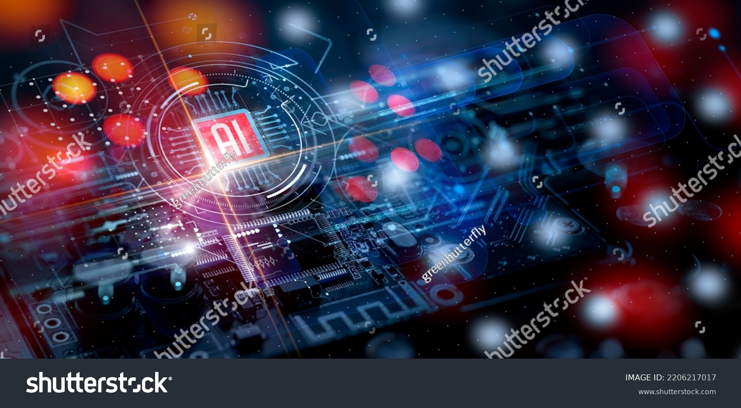 AI, Artificial Intelligence concept,Technology background. Central Computer Processors CPU Tech science background. Integrated communication processor. #2206217017