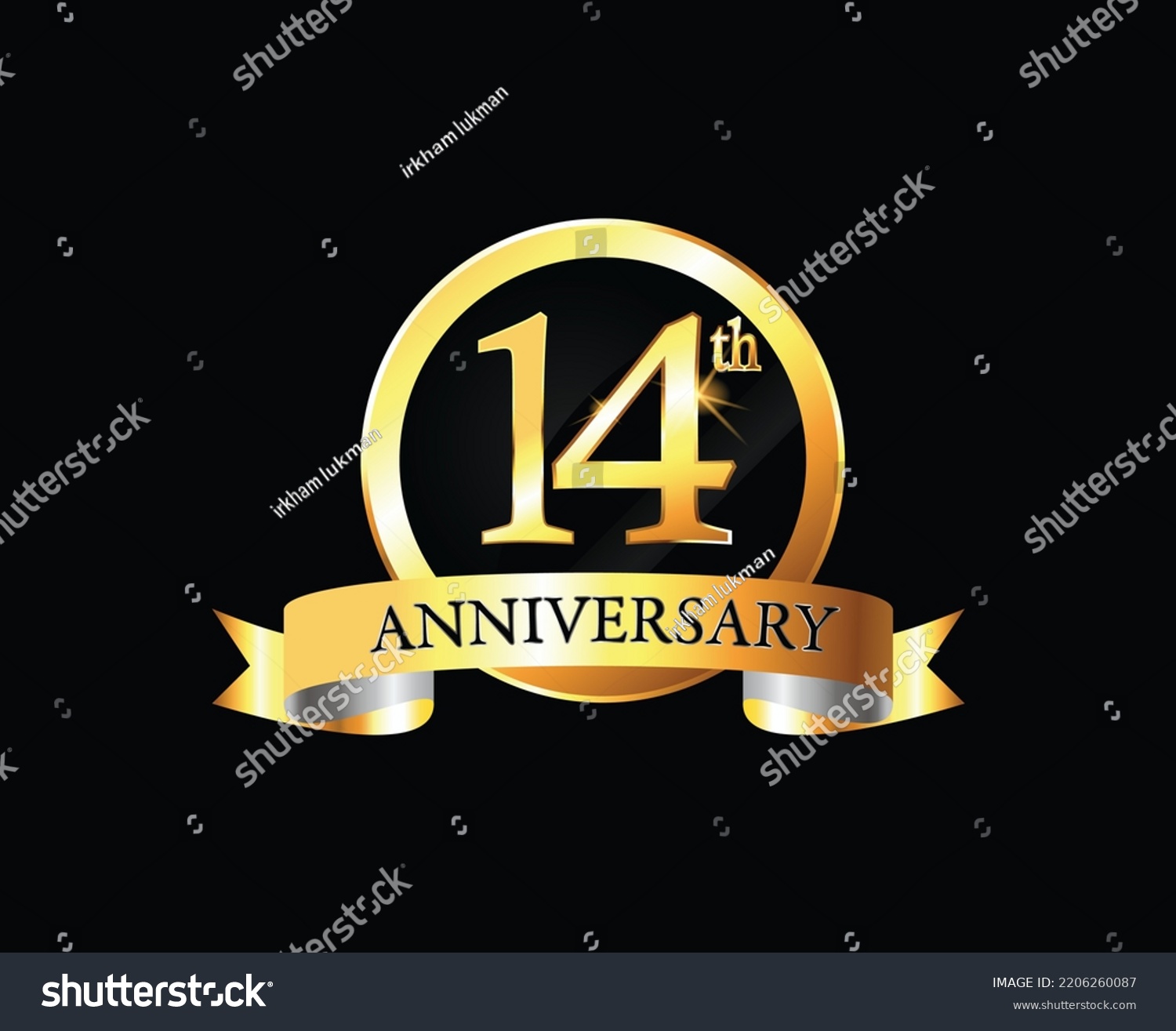 Fourteenth Anniversary Celebration Number Vector Image