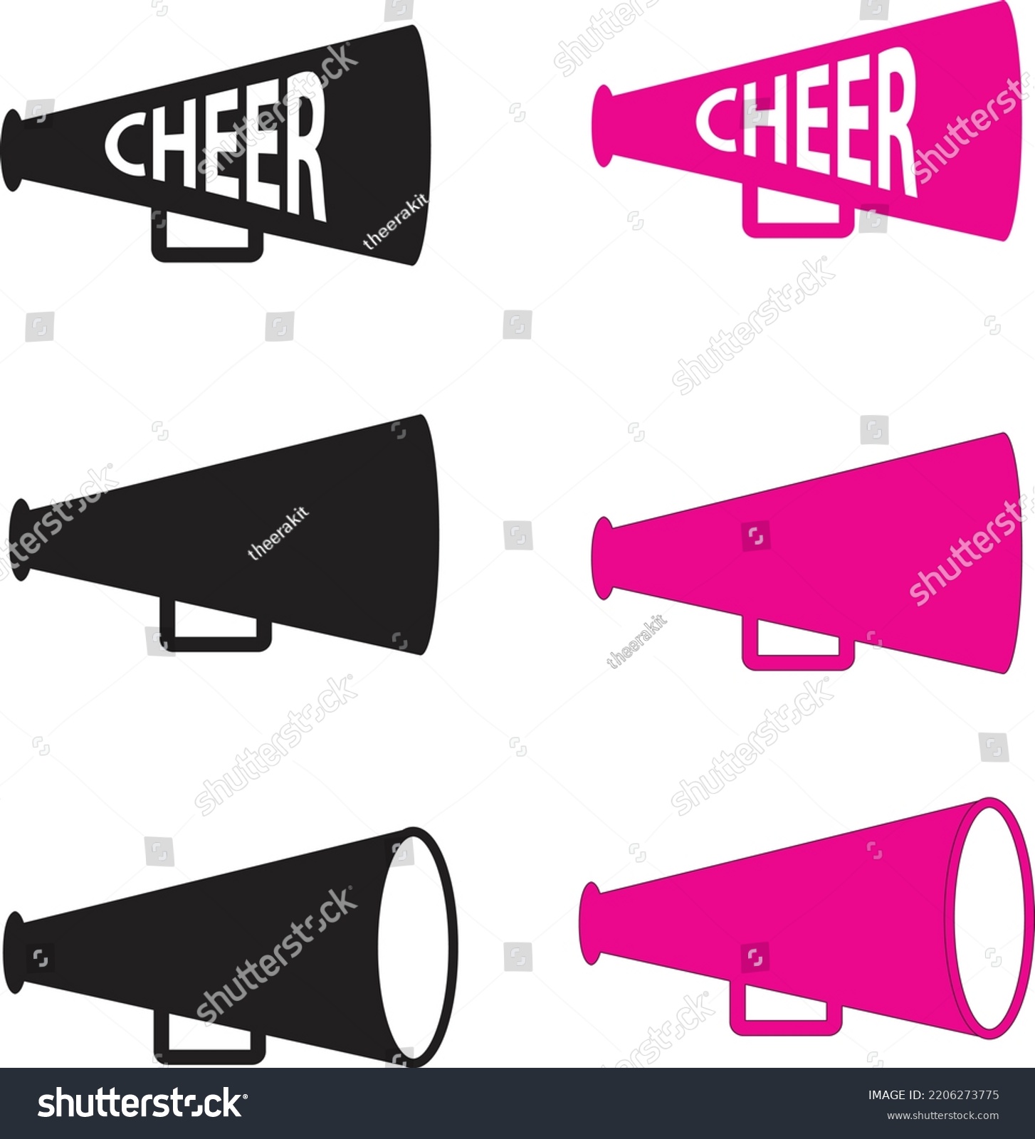 Cheers Megaphone icon on white background. Bullhorn sign. Cheerleader symbol. Cheer Pom Pom logo. flat style. #2206273775