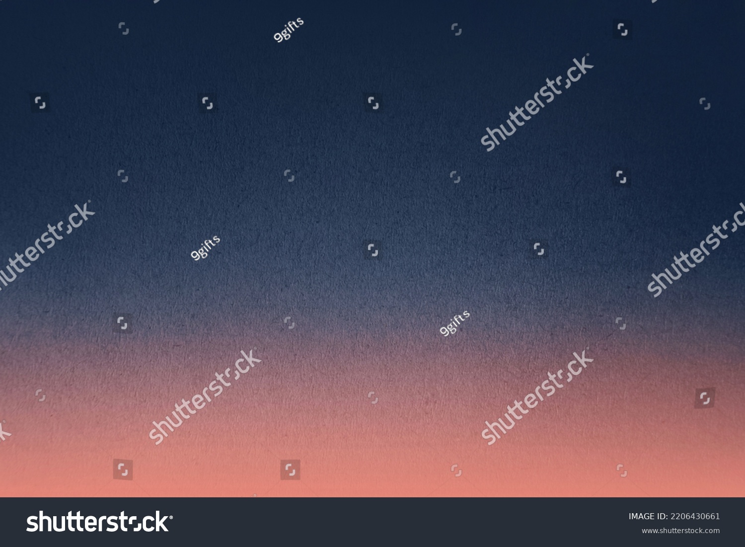 Dark navy blue color two tone gradation with light peach pink paint on recycled paper texture background with space #2206430661