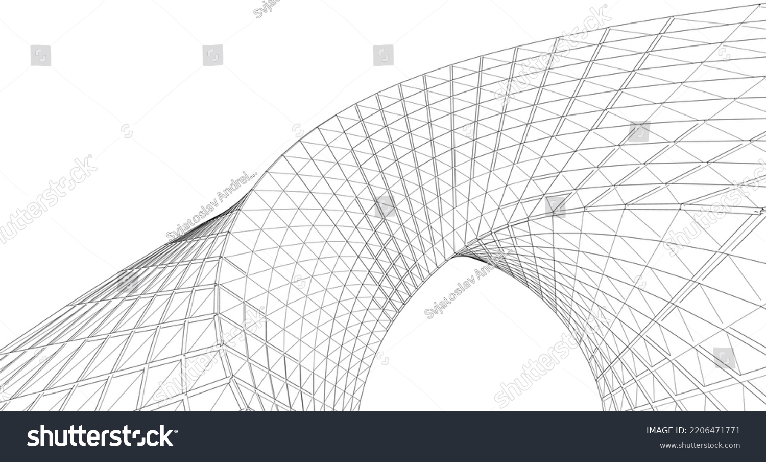 abstract architecture arch 3d illustration #2206471771
