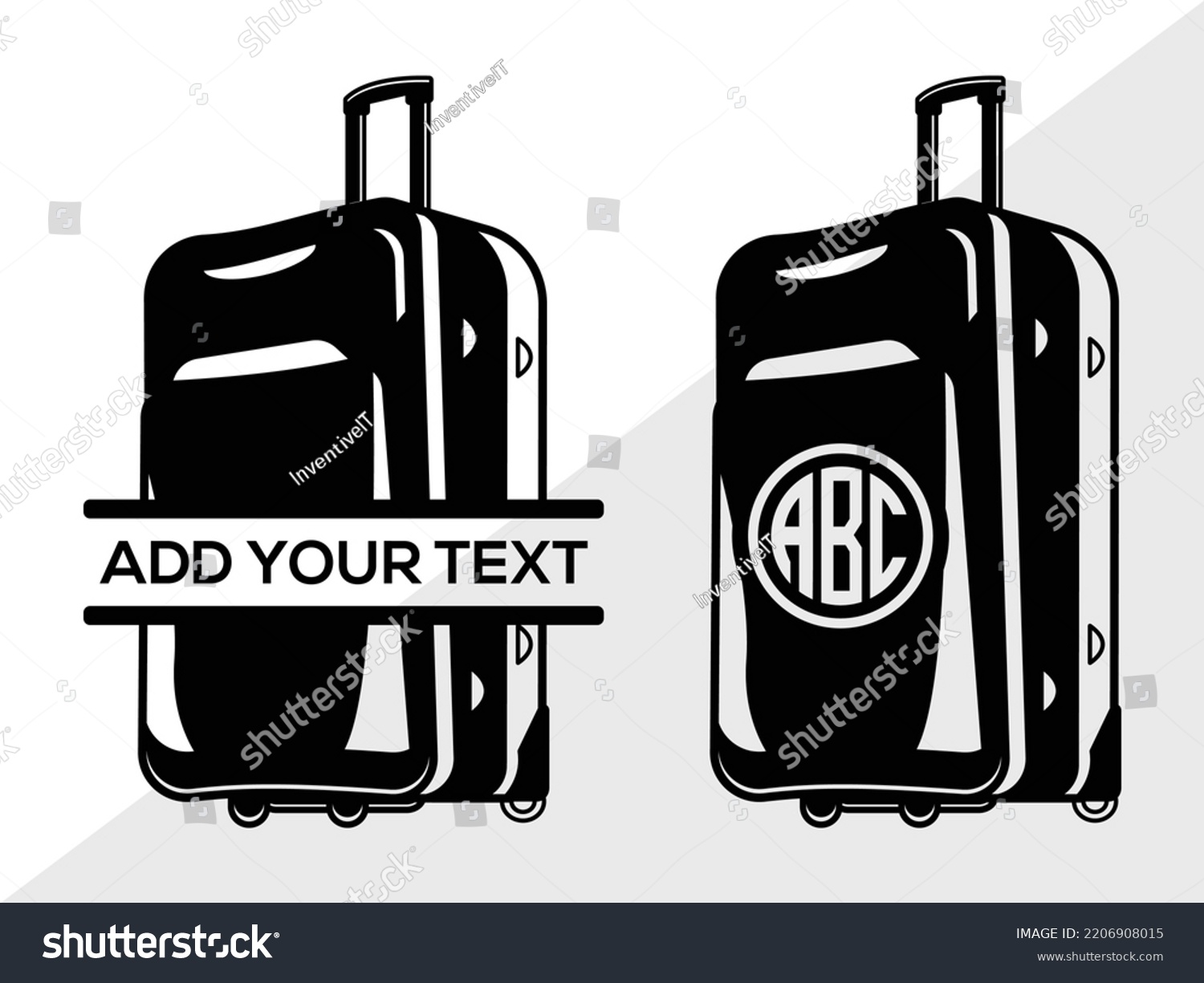 Luggage Monogram SVG Printable Vector Royalty Free Stock Vector