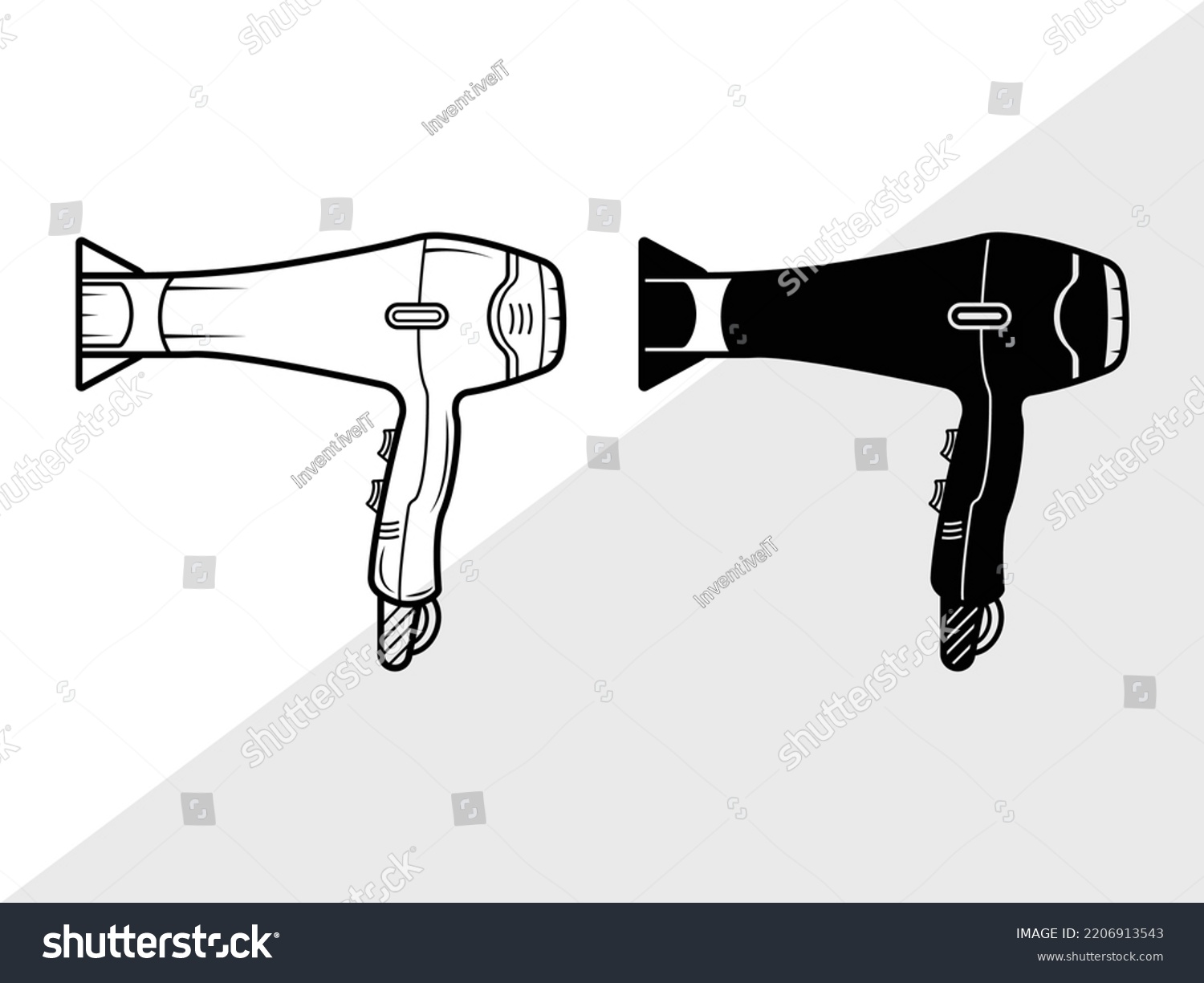 Hair Dryer SVG Printable Vector Illustration - Royalty Free Stock ...