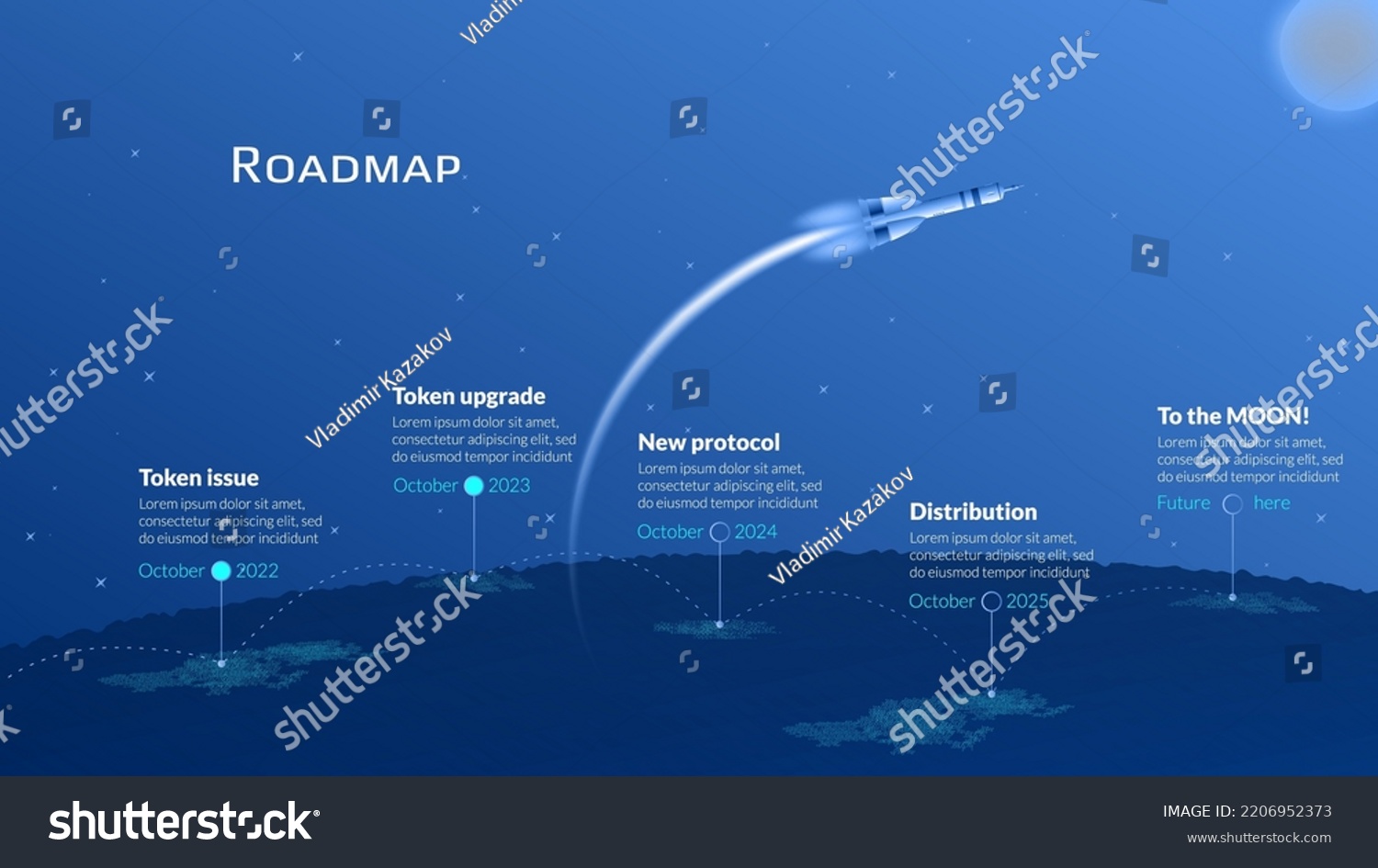 Roadmap with planet Earth and space rocket - Royalty Free Stock Vector ...