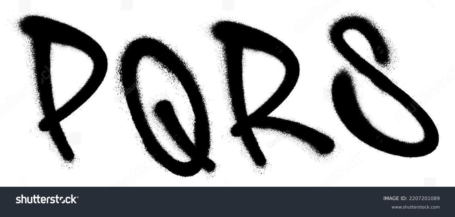 Graffiti spray font alphabet with a spray in black over white. Vector illustration. Part 5 #2207201089