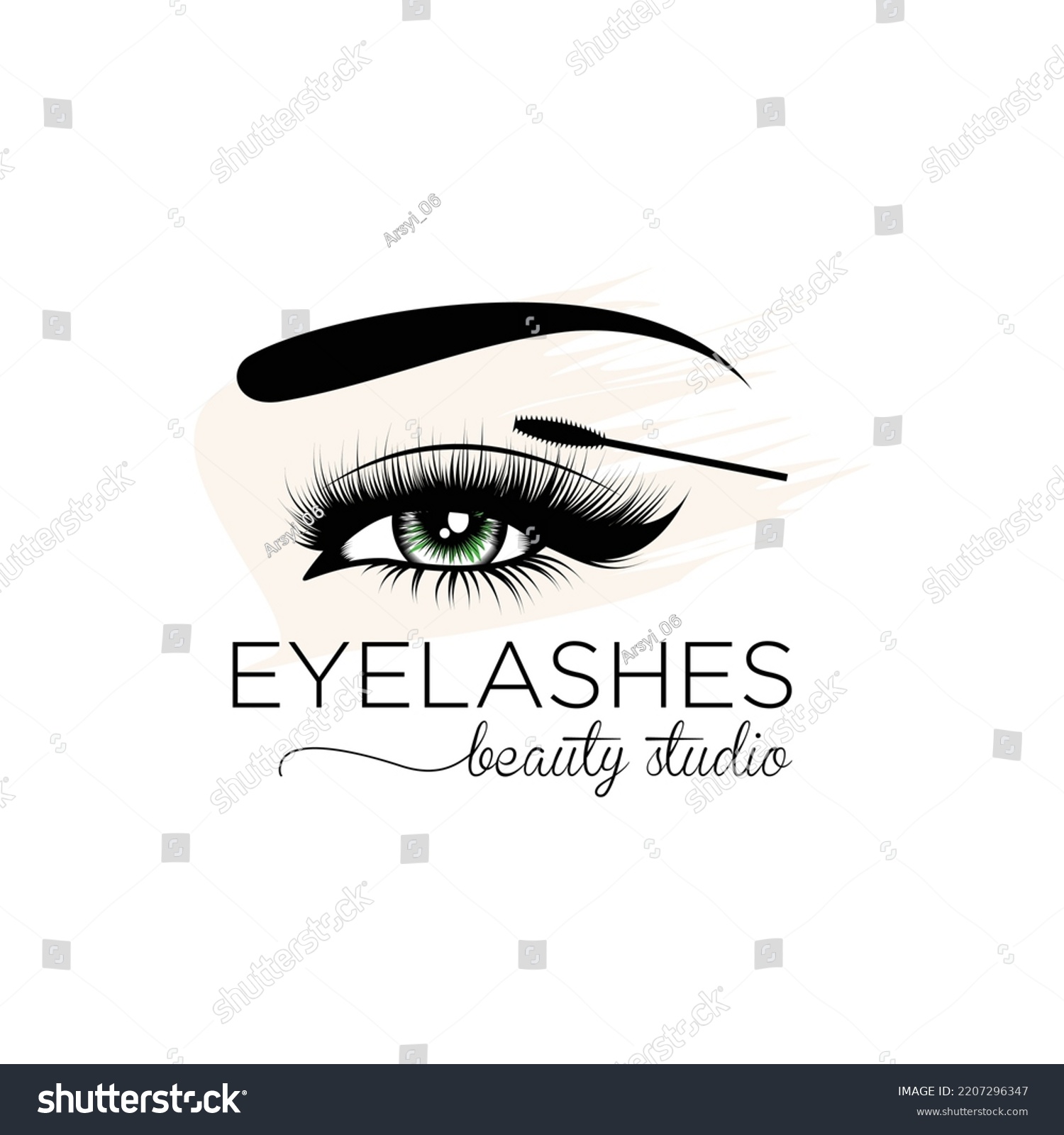 Eyelashes logo design with green eyes concept - Royalty Free Stock ...