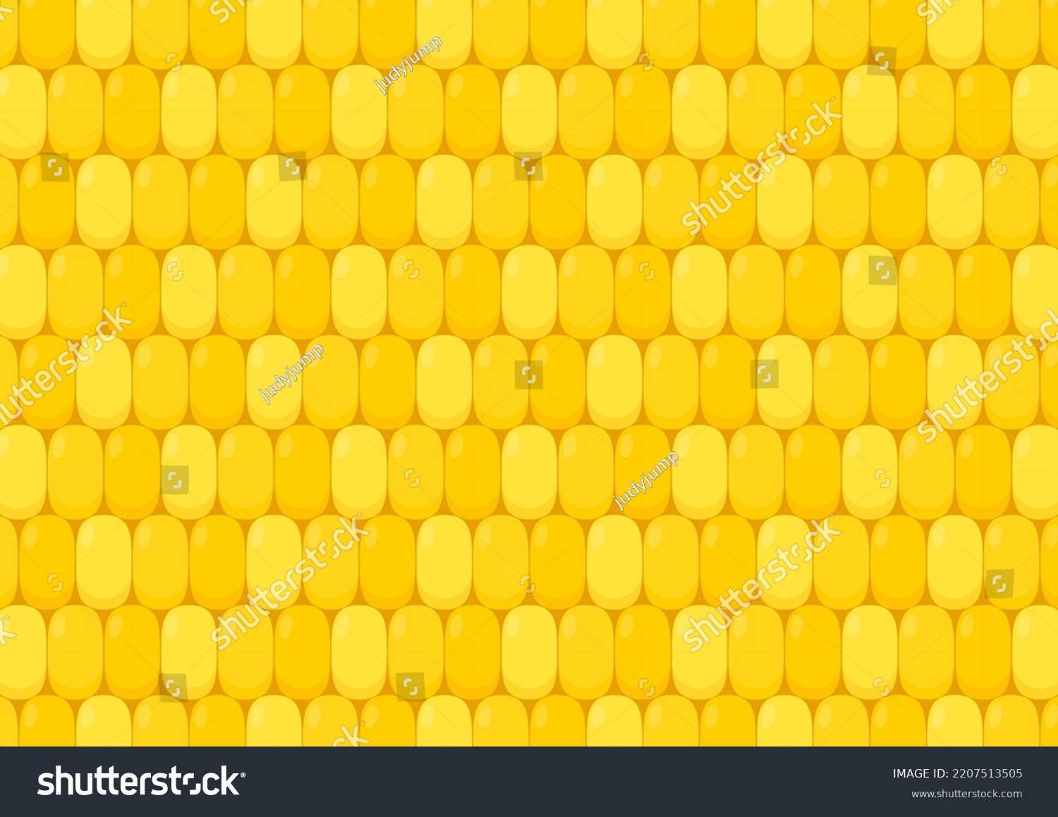 Corn pattern. Vector pattern with a grain of corn. Vector illustration in realistic style. Perfect for fabric, textile, wrapping paper and other decoration design. #2207513505