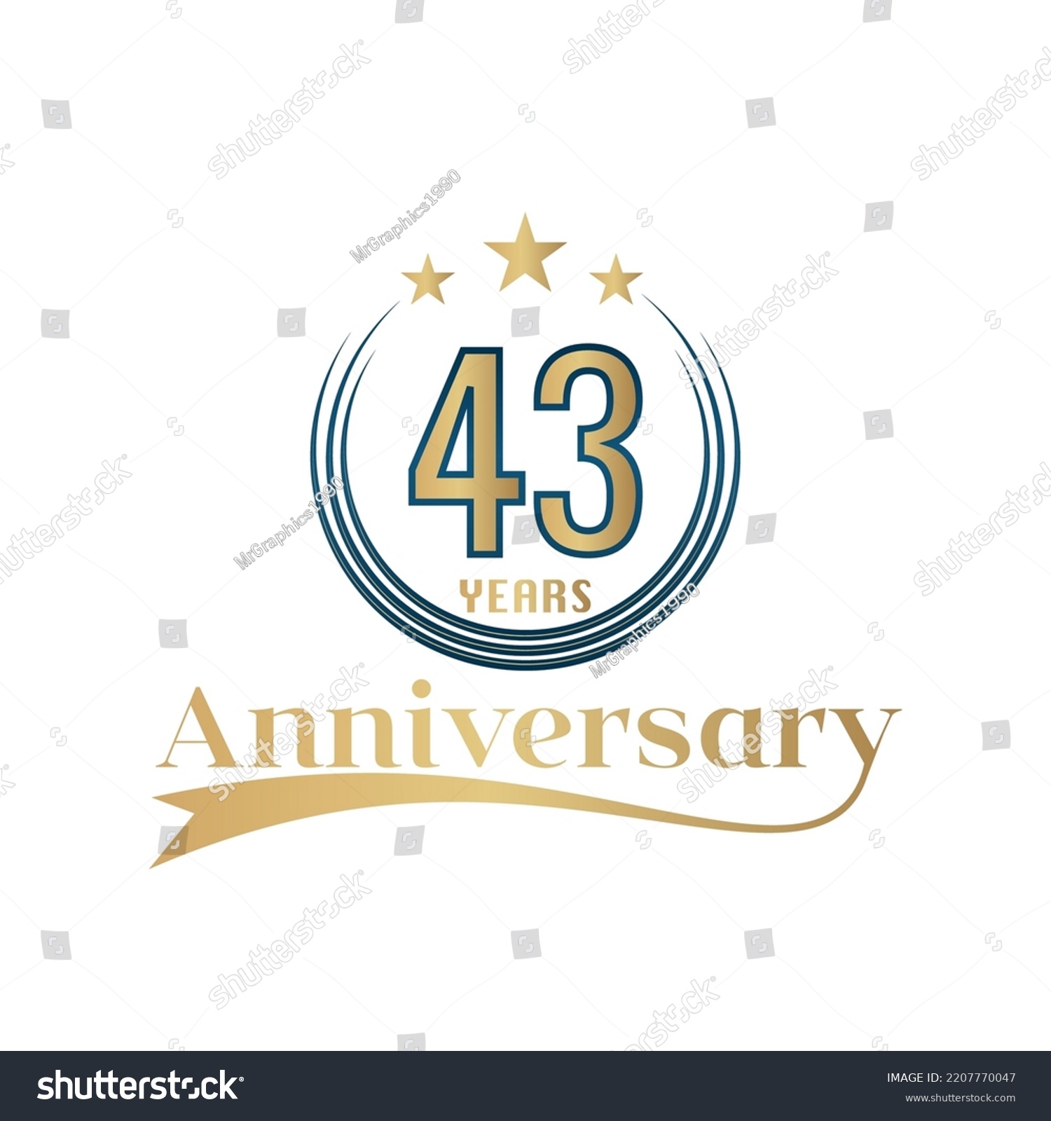 43 Year Anniversary Vector Template Design Royalty Free Stock Vector