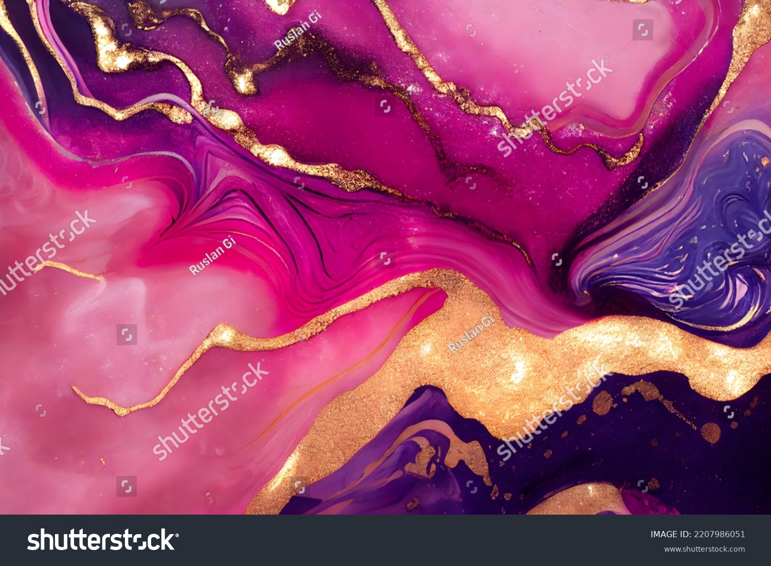 Abstract fluid art painting in alcohol ink technique. #2207986051
