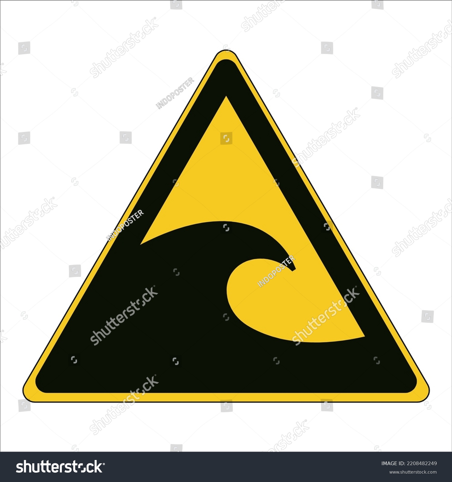 Warning; Tsunami hazard zone Tsunami wave - Royalty Free Stock Vector ...