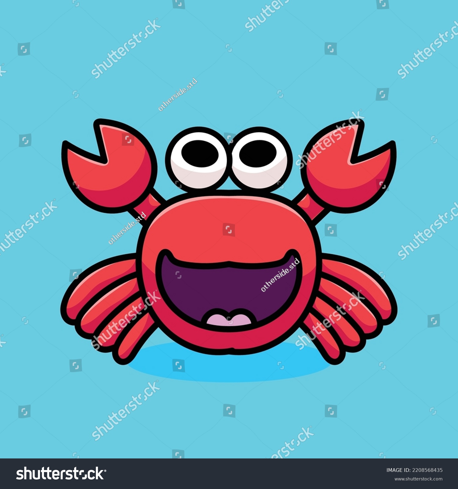 Crab Cartoon Mascot Vector Design Flat Cute - Royalty Free Stock Vector ...