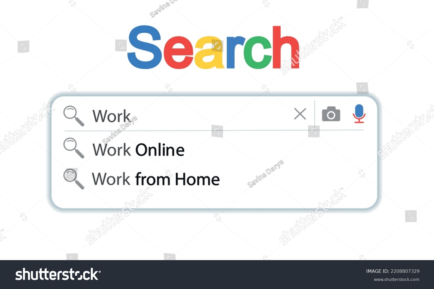 Vector creative design element of the search bar for the user interface with text about job search online or at home. Template for search forms. #2208807329