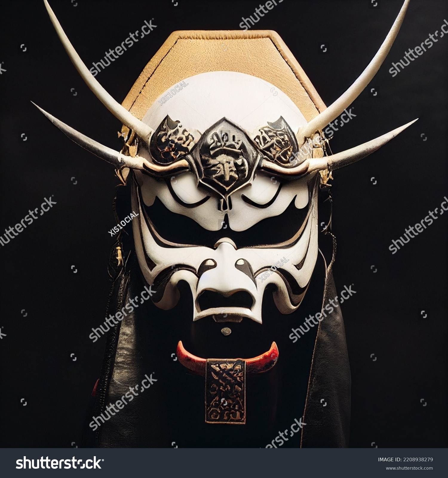 Oni Samurai Mask. Japanese Bushido Art. Oni are yōkai, supernatural ogre, trolls in Japanese folklore #2208938279
