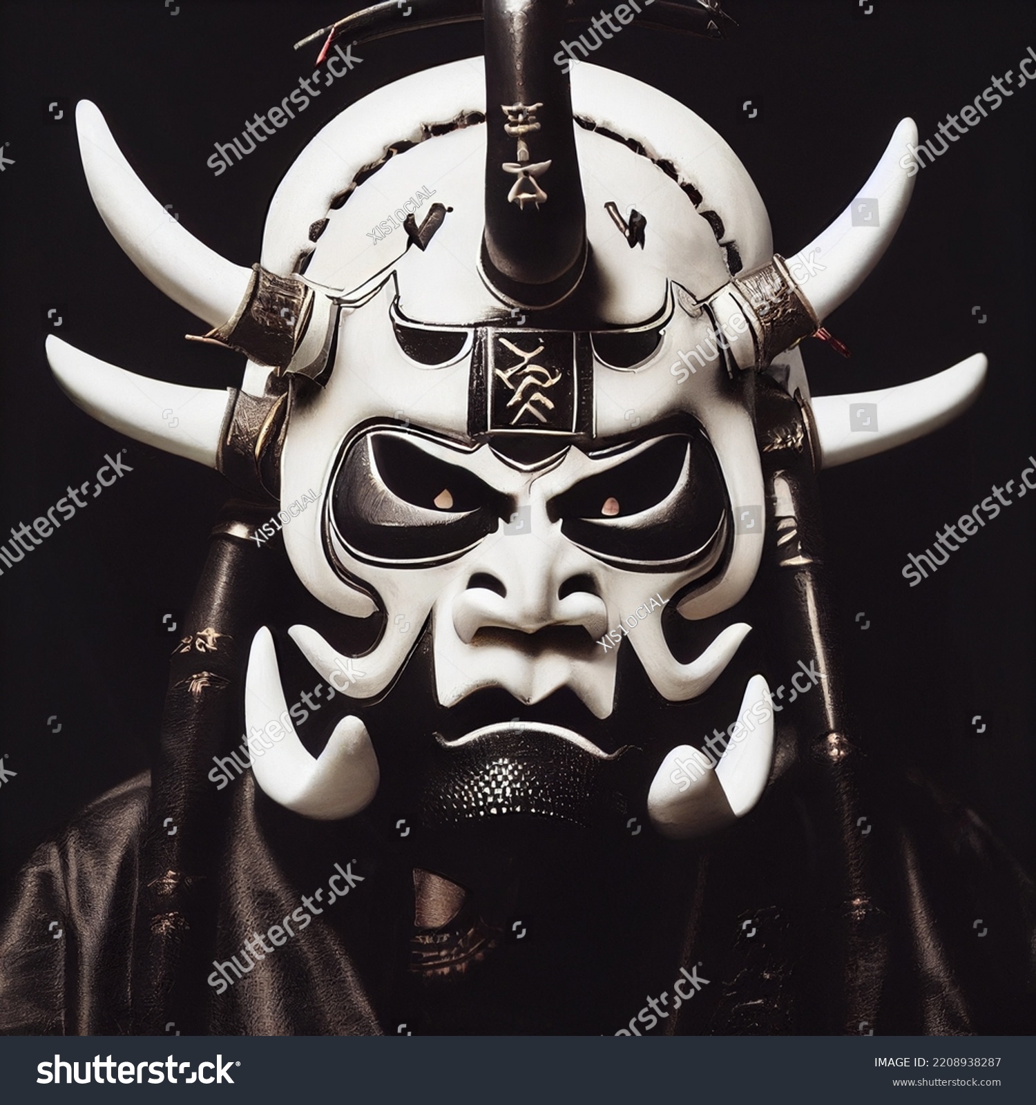 Oni Samurai Mask. Japanese Bushido Art. Oni are yōkai, supernatural ogre, trolls in Japanese folklore #2208938287
