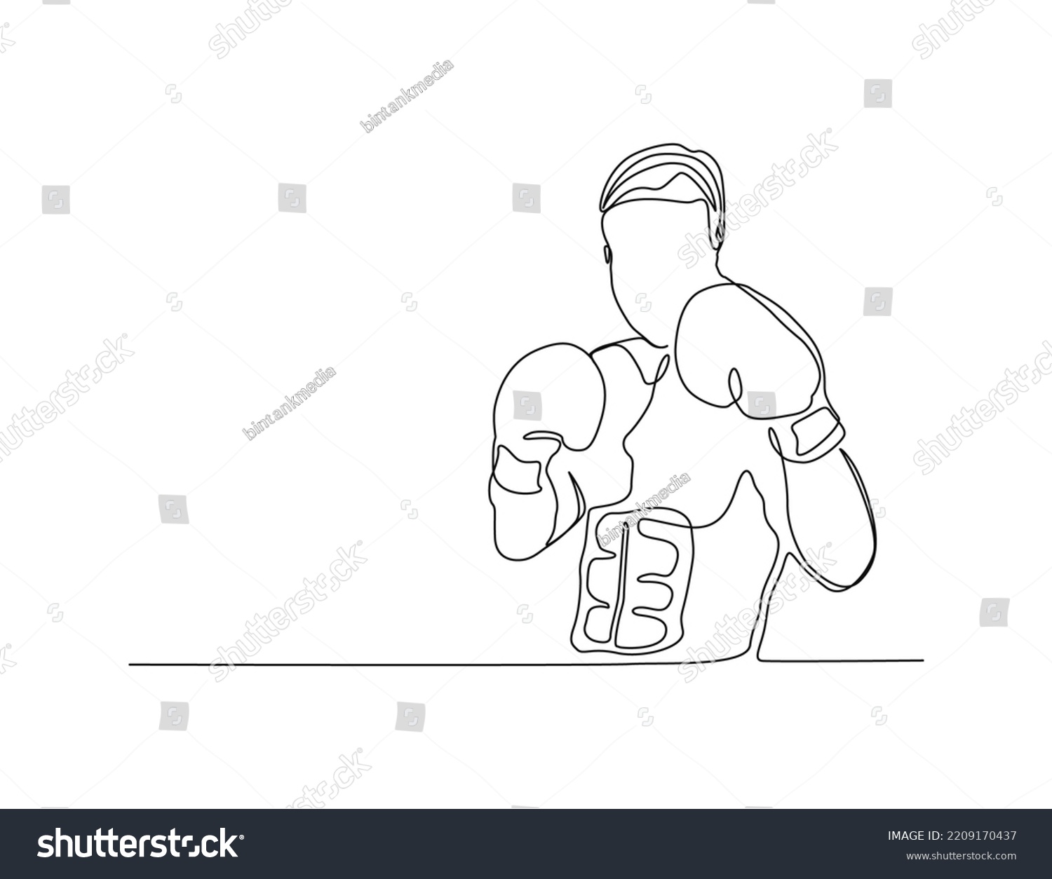 Continuous one line drawing of boxer man wearing - Royalty Free Stock ...