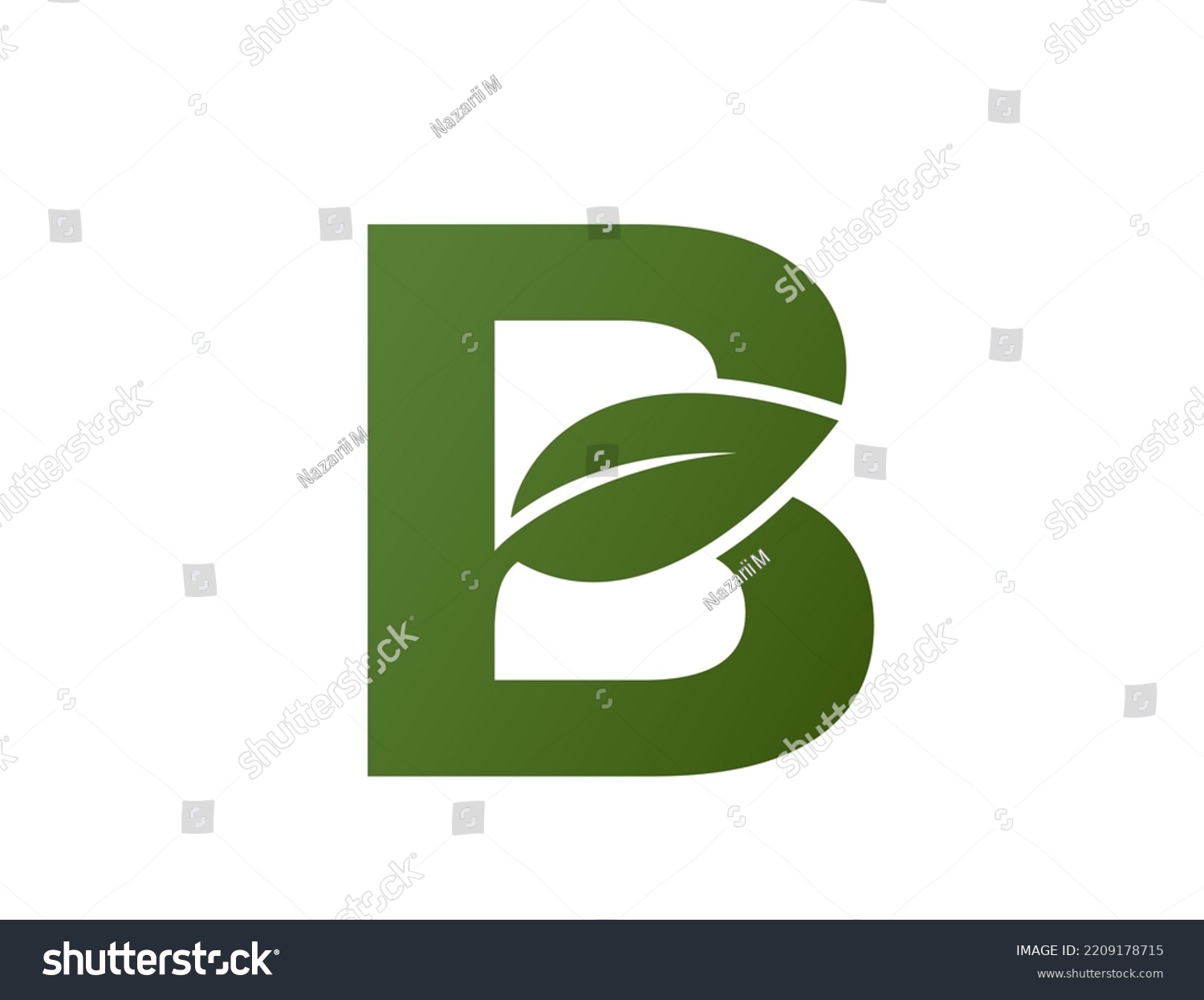 Letter B With Leaf Logo. Initial Logo Design. - Royalty Free Stock ...